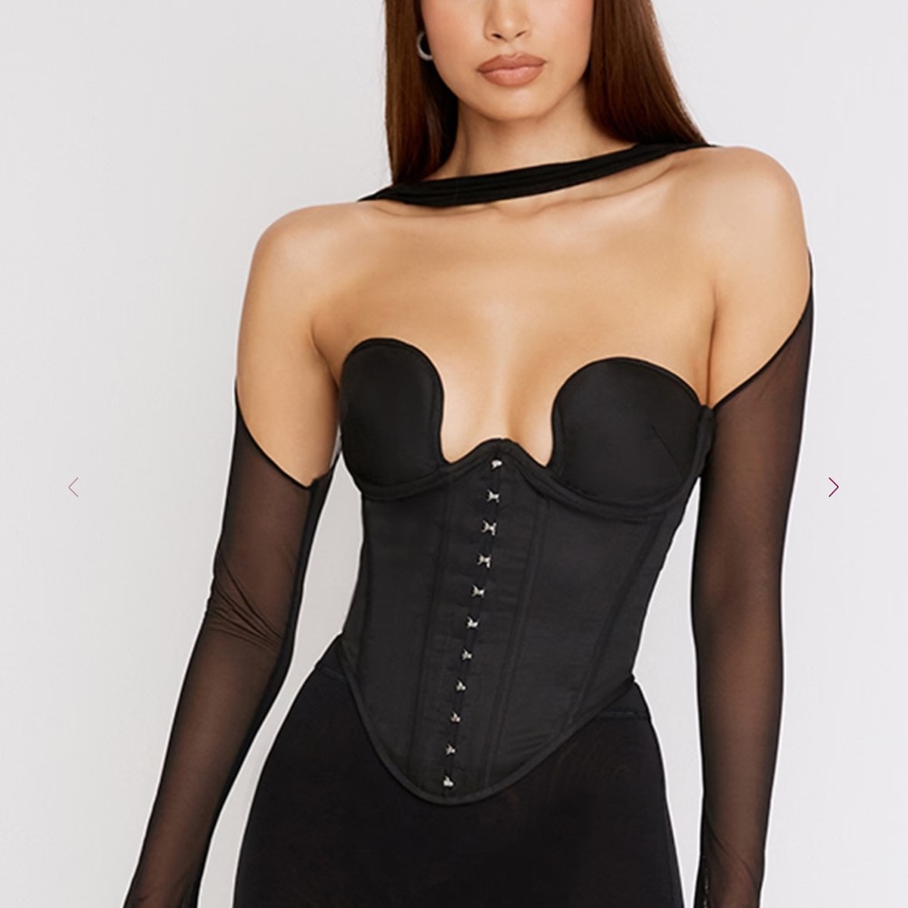 House of CB Black Sheer Sleeve corset